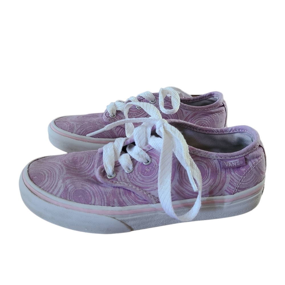 💜 Vans Authentic Swirl Circle Print Purple Canvas Sneakers Youth Size 1.5